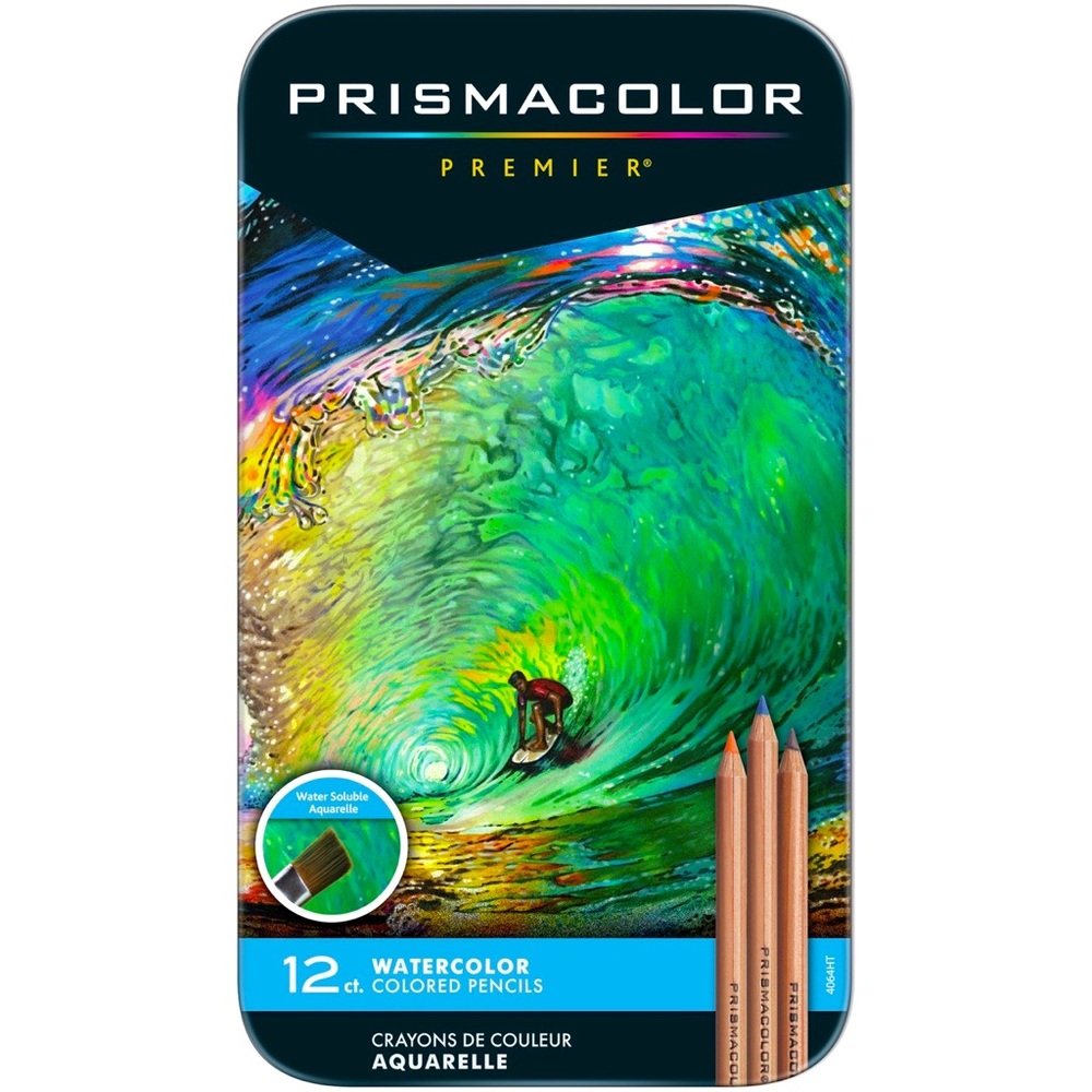 Prismacolor Premier Watercolor Pencil 12 ct. Colored Pencils with Tin Gentle Use